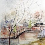 Edgewater (in Peterborough),1990, watercolour, signed