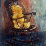 Sleeping Teddy, 
circa 1955, oil on masonite, 20" x 16", signed