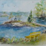 Little Island, 1989, watercolour, 14" x 20", signed