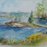 Little Island, 1989, watercolour, 14" x 20", signed