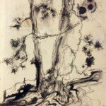 Ragged Pine, ink and wash, signed