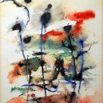 Abstraction, 1962, pen and ink on watercolour paper, 16.5" x 13.5", signed