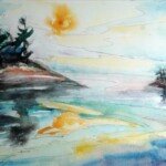 Glassy Bay, 1984, pen, ink, watercolour on paper, 11.5" x 17.5", signed