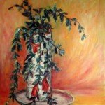Lipstick Plant, circa 1960, oil on masonite, 30" x 24", signed