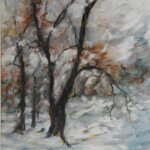 Winter Flurries,
1965, oil on masonite, 30" x 24", signed