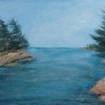 Georgian Bay, Pink Rocks, 1999, acrylic on masonite, 18" x 24", signed