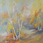 Autumn Birch, 1981, oil on canvas, 30" x 36", signed