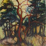 Red Basswood,
circa 1960, oil on masonite, 30" x 24", signed