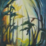 Light in the Woods, 1970, oil on masonite, 24" x 30", signed