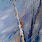 Birch in Winter, 1982, oil on canvas, 36" x 18", signed
