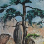 Cleft In The Rocks, 
circa 1960, oil on masonite, 48" x 26", signed