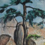 Cleft In The Rocks,
circa 1960, oil on masonite, 48" x 26", signed