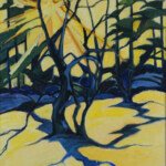 Spring Thaw, Pineneedle Row, 1973, oil on masonite, 36" x 24", signed