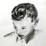 Portrait sketch of Richard Leach as a boy, 1960s, pen and ink on paper, unsigned