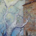 The Hermitage, Assisi, 1982, acrylic on canvas, 18" x 36"