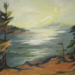 Georgian Bay Yellow Sky, 1972, oil on masonite, signed
