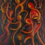 Voodoo Dance,
circa 1960. oil on masonite, 34" x 24", signed, Framed by Arthur Leach