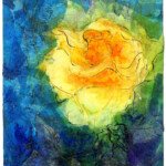 Etheric Rose, 1974, inks watercolour and tissue paper collage, 14" x 10"- signed