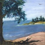 Island Hopping, 2002, acrylic on canvas, 10" x 8" - signed