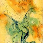 Butterfly Impressions, 1970, tissue paper and watercolour collage, 12.5" x9", signed