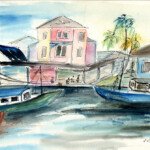 Seaside Idyll, undated, watercolour and ink, 9.875" x 14.625", signed