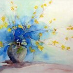 Spring Forsythia, 1986, watercolour, signed (faint)